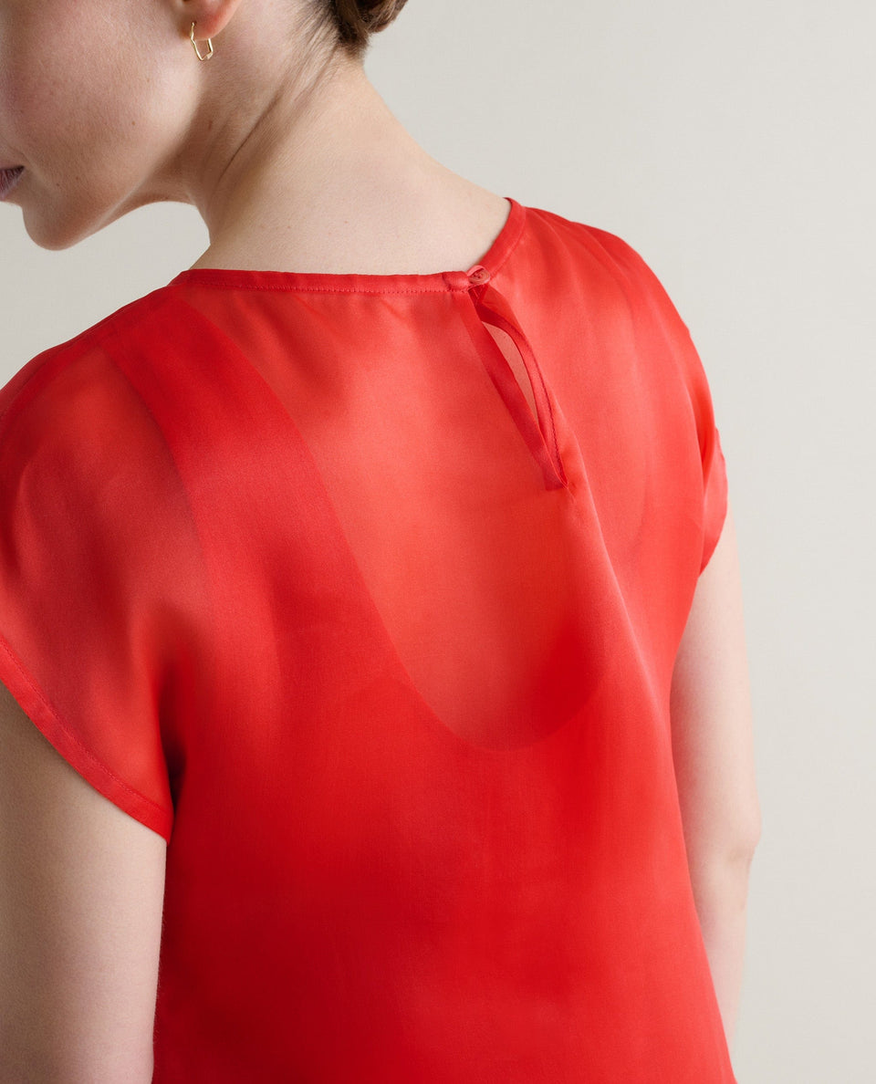 Women's Silk Organza Layered Dress - Red