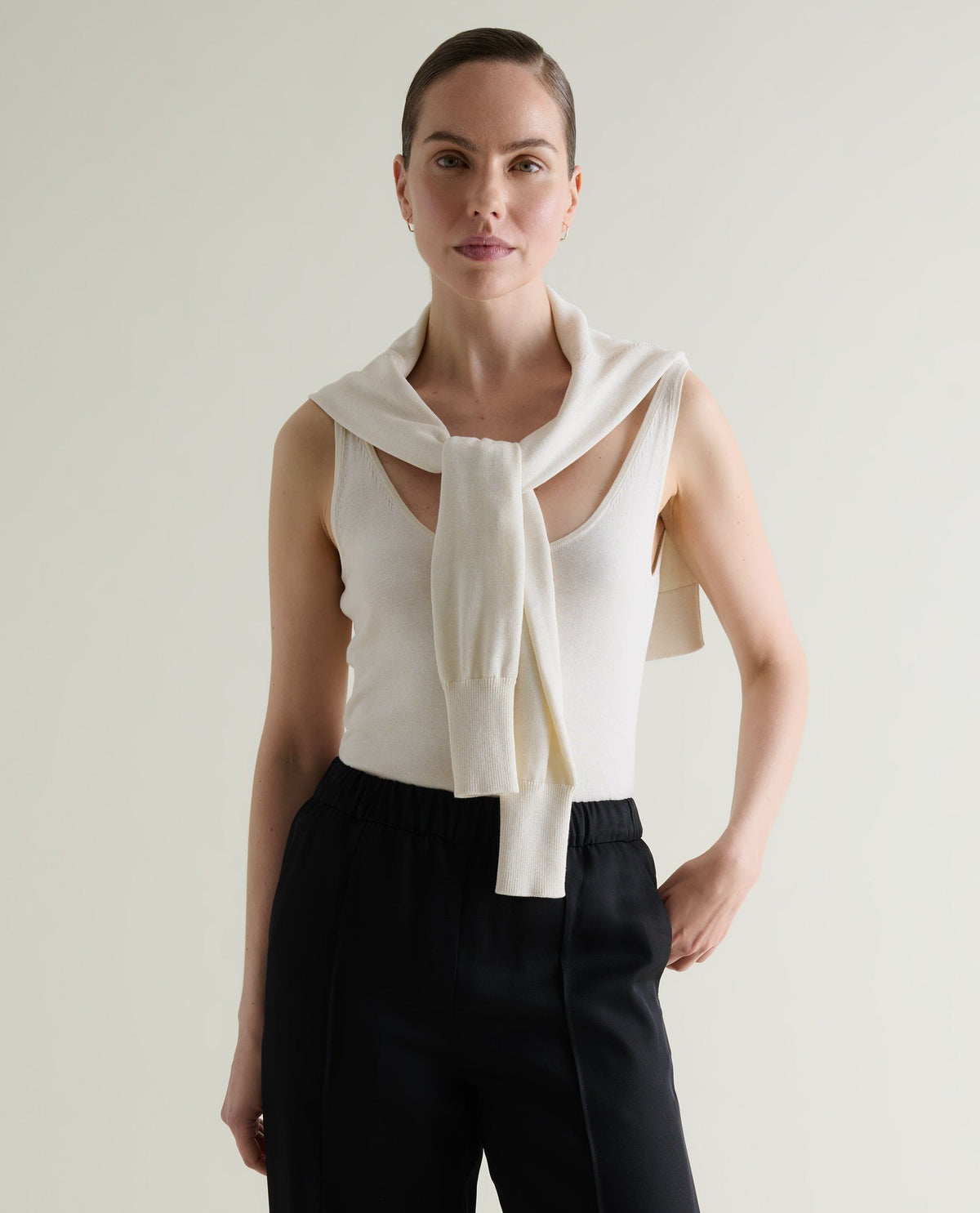 Women's Silk-Cotton Vest - Buttermilk