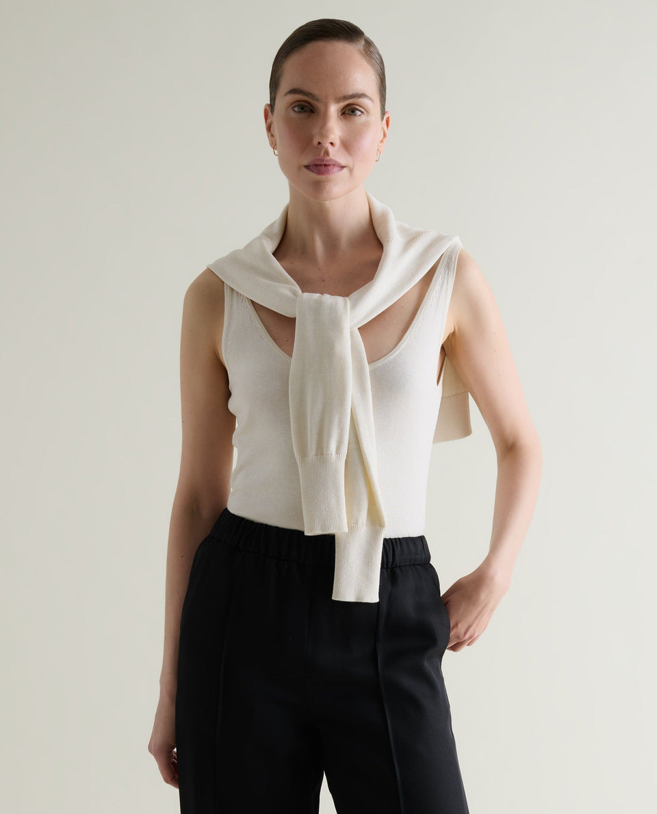 Women's Silk-Cotton Vest - Buttermilk