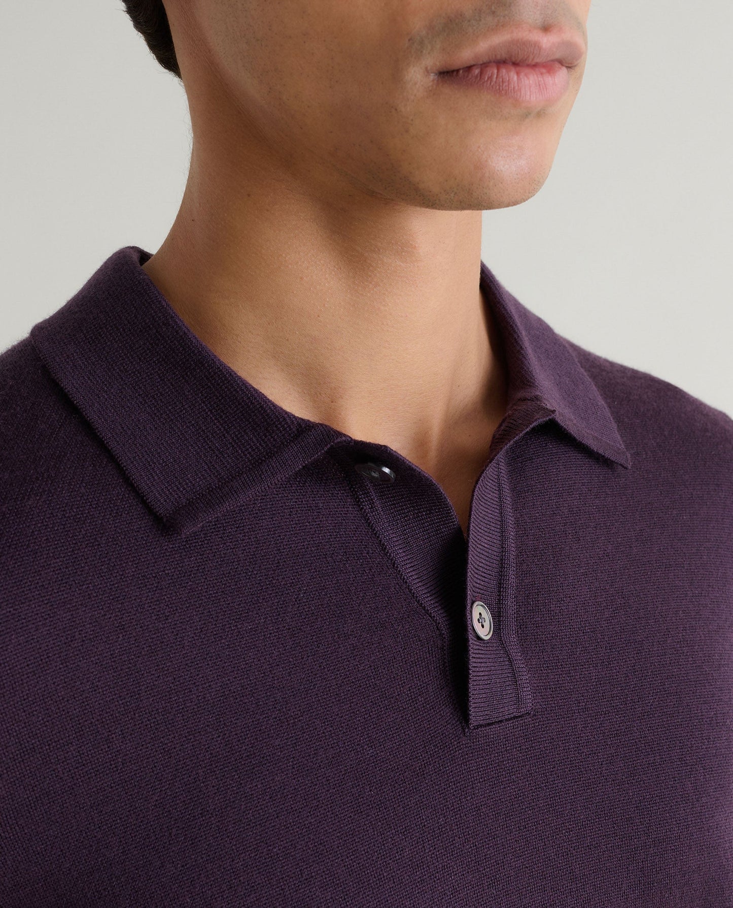 Men's Merino Knitted Polo Jumper - Umber