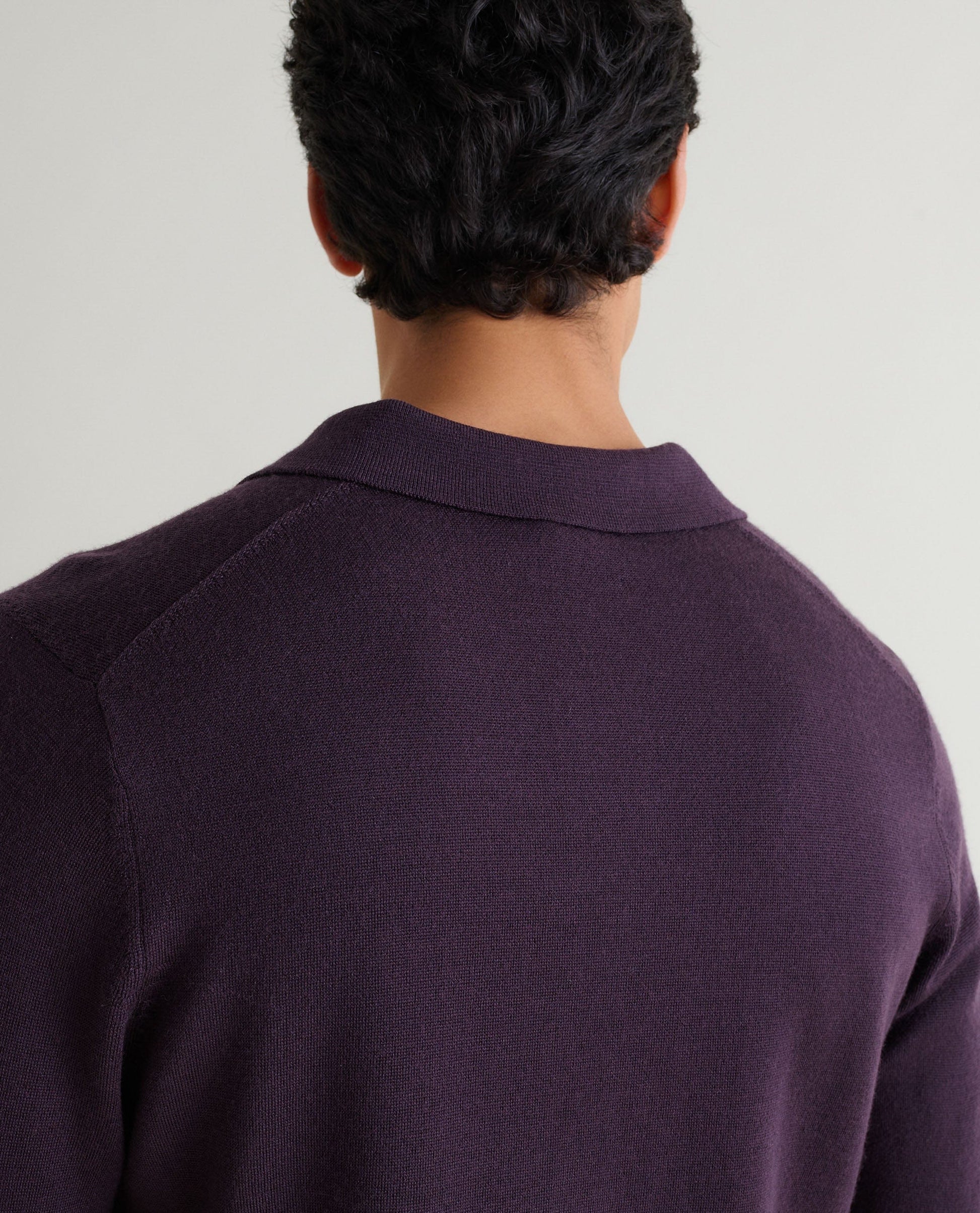 Men's Merino Knitted Polo Jumper - Umber