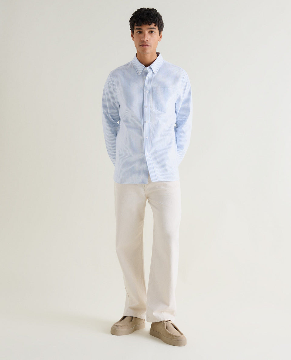 Men's Cotton Oxford Shirt - Blue Stripe