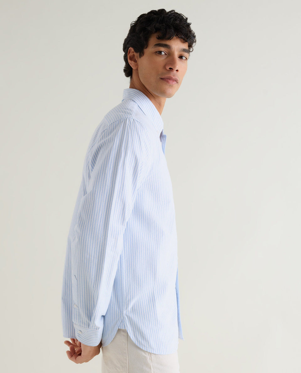 Men's Cotton Oxford Shirt - Blue Stripe