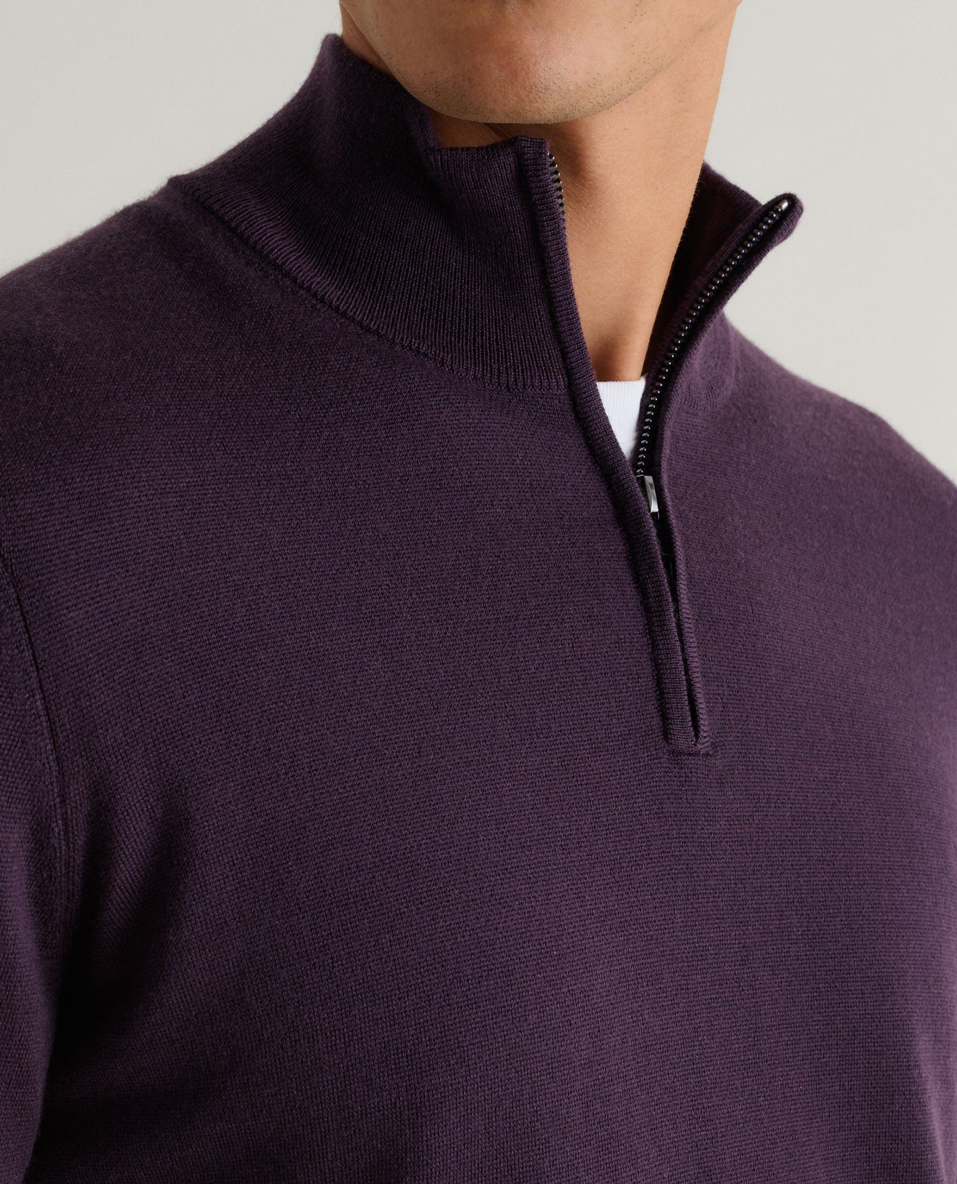 Men's Merino 1/4 Zip Jumper - Umber