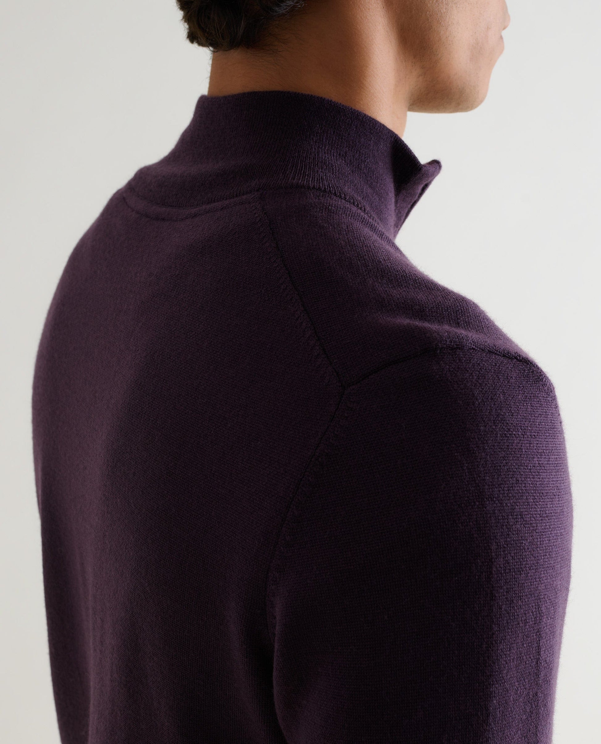 Men's Merino 1/4 Zip Jumper - Umber