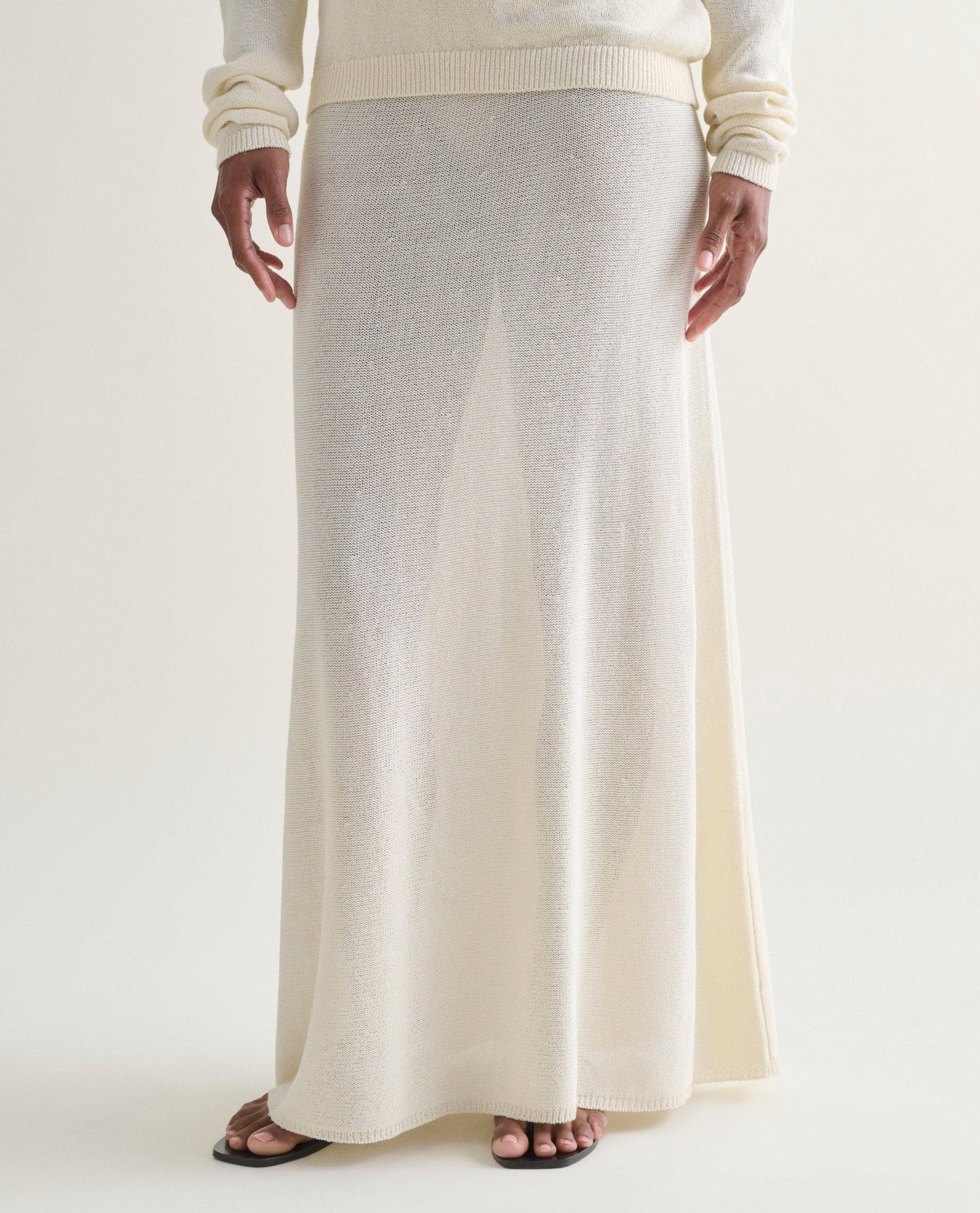 Women's Cotton Bouclé Knit Skirt - Parchment