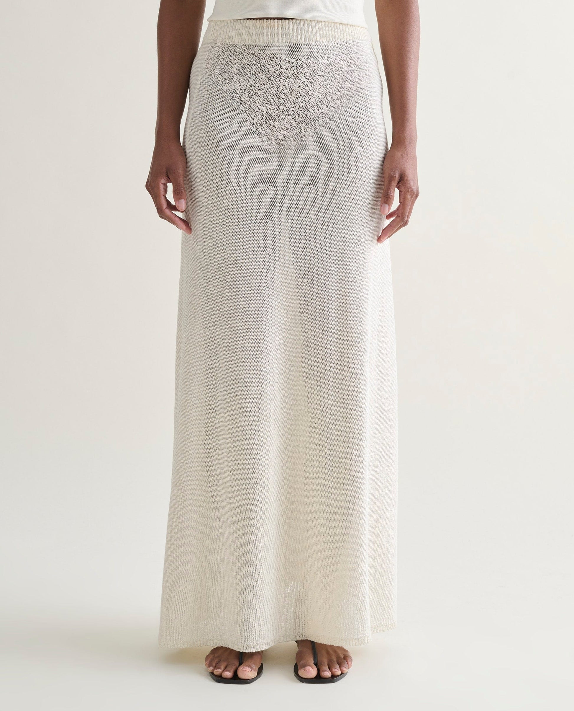 Women's Cotton Bouclé Knit Skirt - Parchment