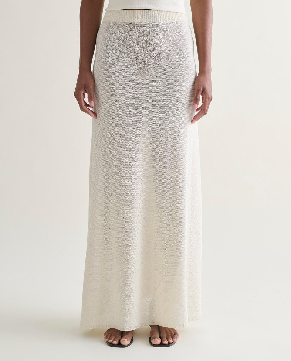 Women's Cotton Bouclé Knit Skirt - Parchment