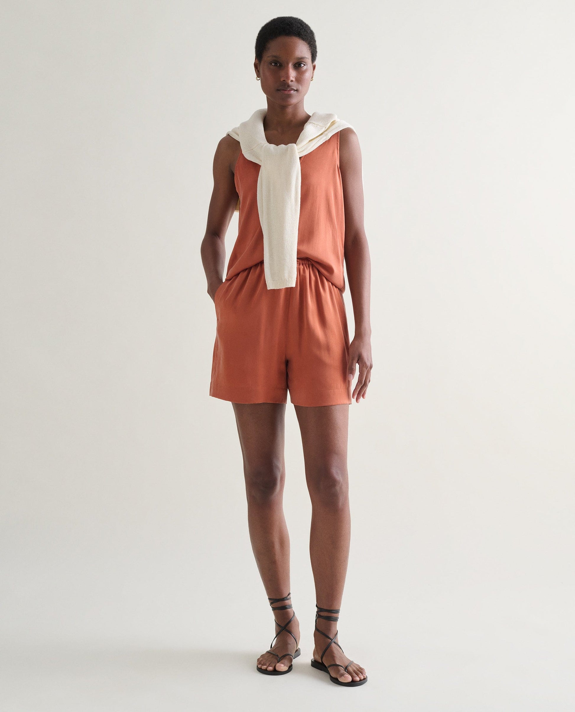 Women's Easy-Silk Relaxed Shorts - Rust