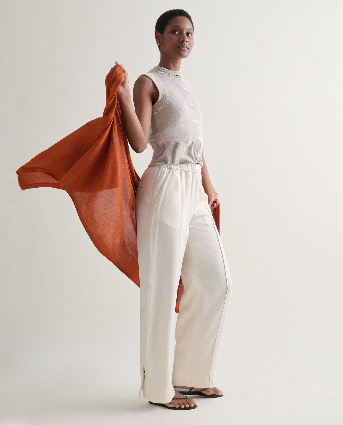 Women's Silk-Cotton Button Vest - Drift