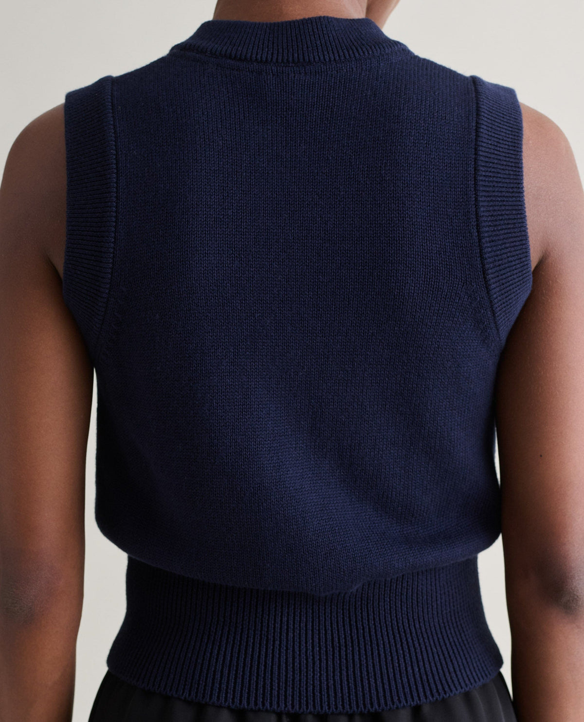 Women's Silk-Cotton Button Vest - Navy
