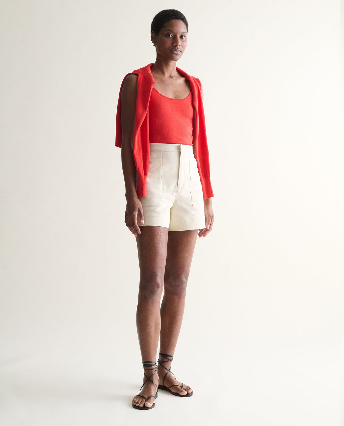 Women's Silk-Cotton Vest - Red