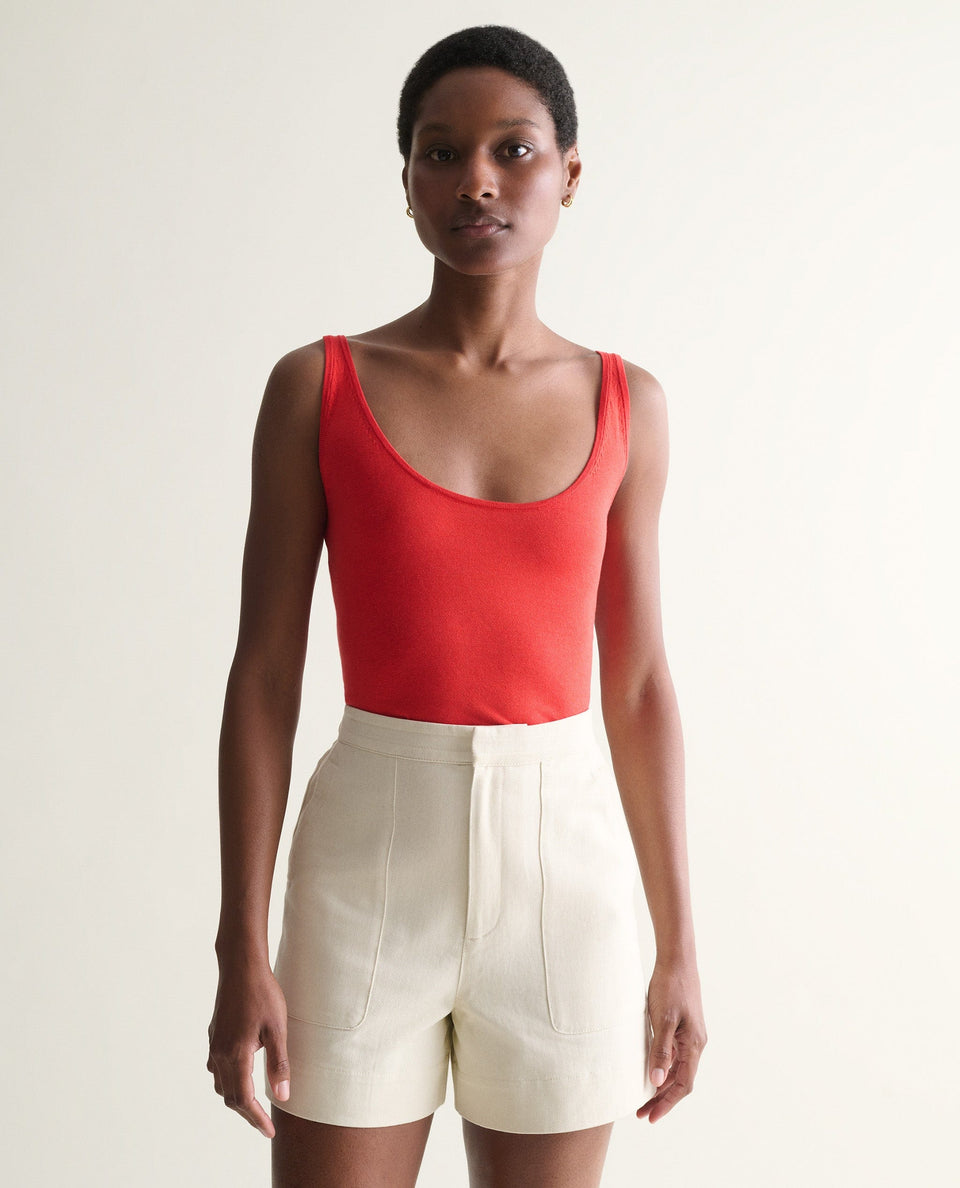 Women's Silk-Cotton Vest - Red