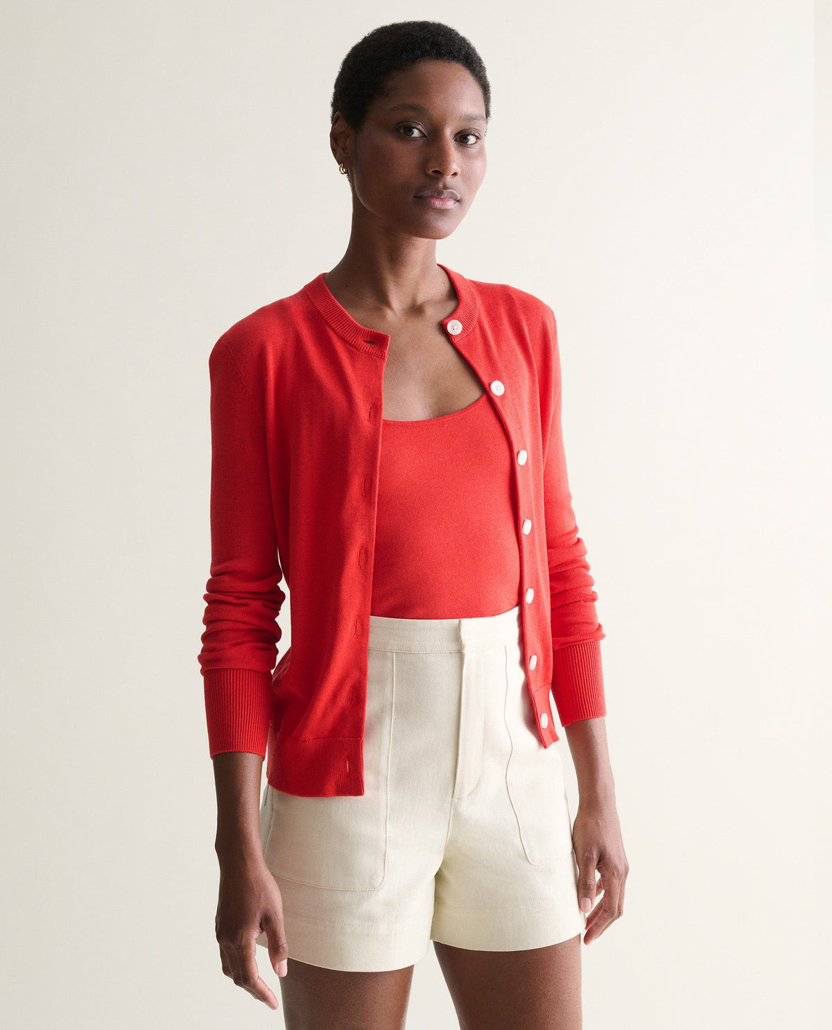 Women's Silk-Cotton Vest - Red