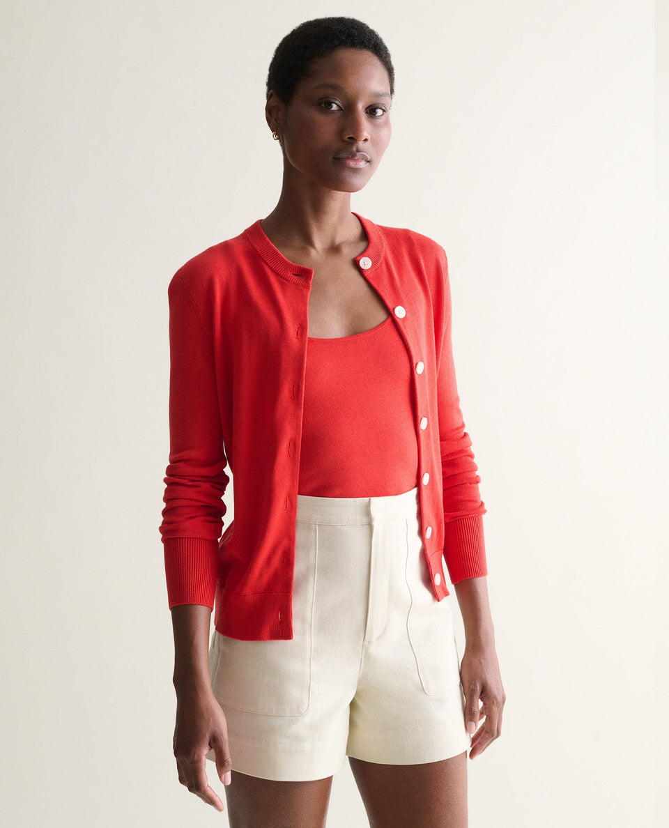 Women's Silk-Cotton Vest - Red