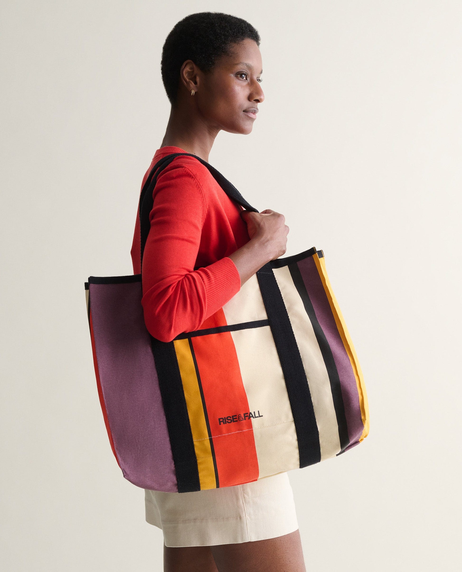 Canvas Striped Beach Bag