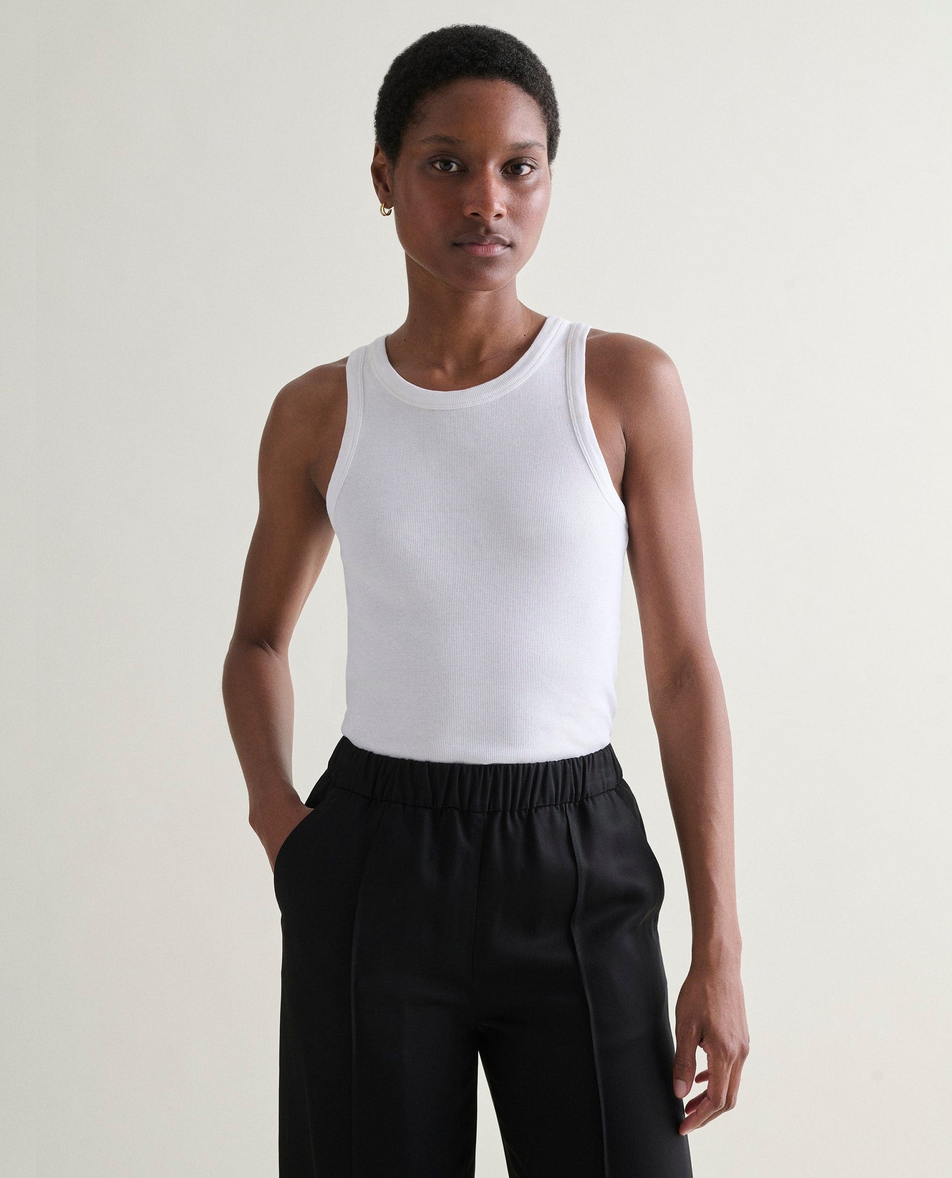 Women's Cotton Racer Vest - White