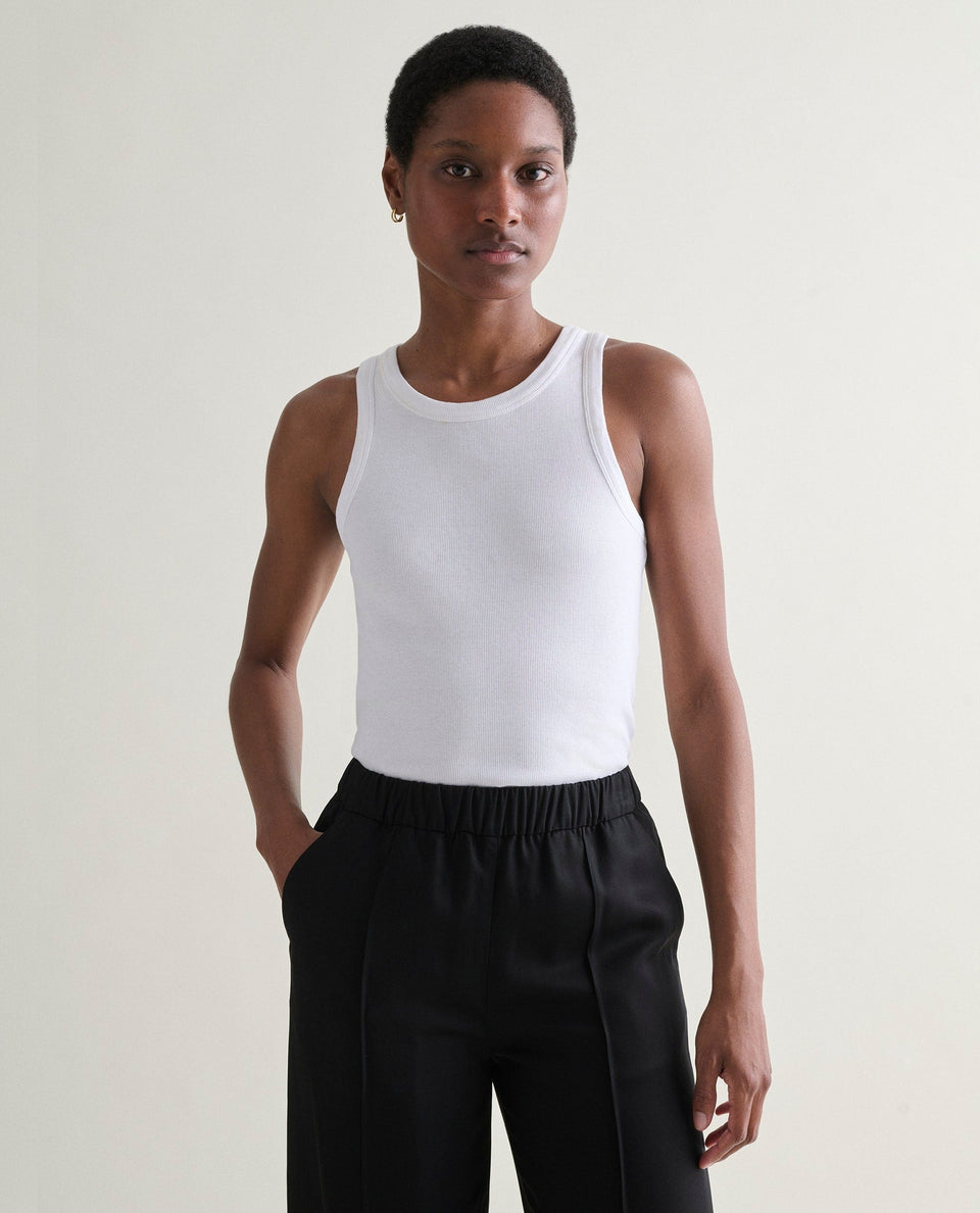 Women's Cotton Racer Vest - White