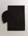 Black - Cashmere Merino Ribbed Knit Beanie & Finest Cashmere Scarf Bundle