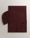 Oxblood - Cashmere Merino Ribbed Knit Beanie & Finest Cashmere Scarf Bundle