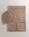 Toast - Cashmere Merino Ribbed Knit Beanie & Finest Cashmere Scarf Bundle