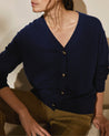 Navy - Women's Finest Cashmere Knitted V Neck Cardigan