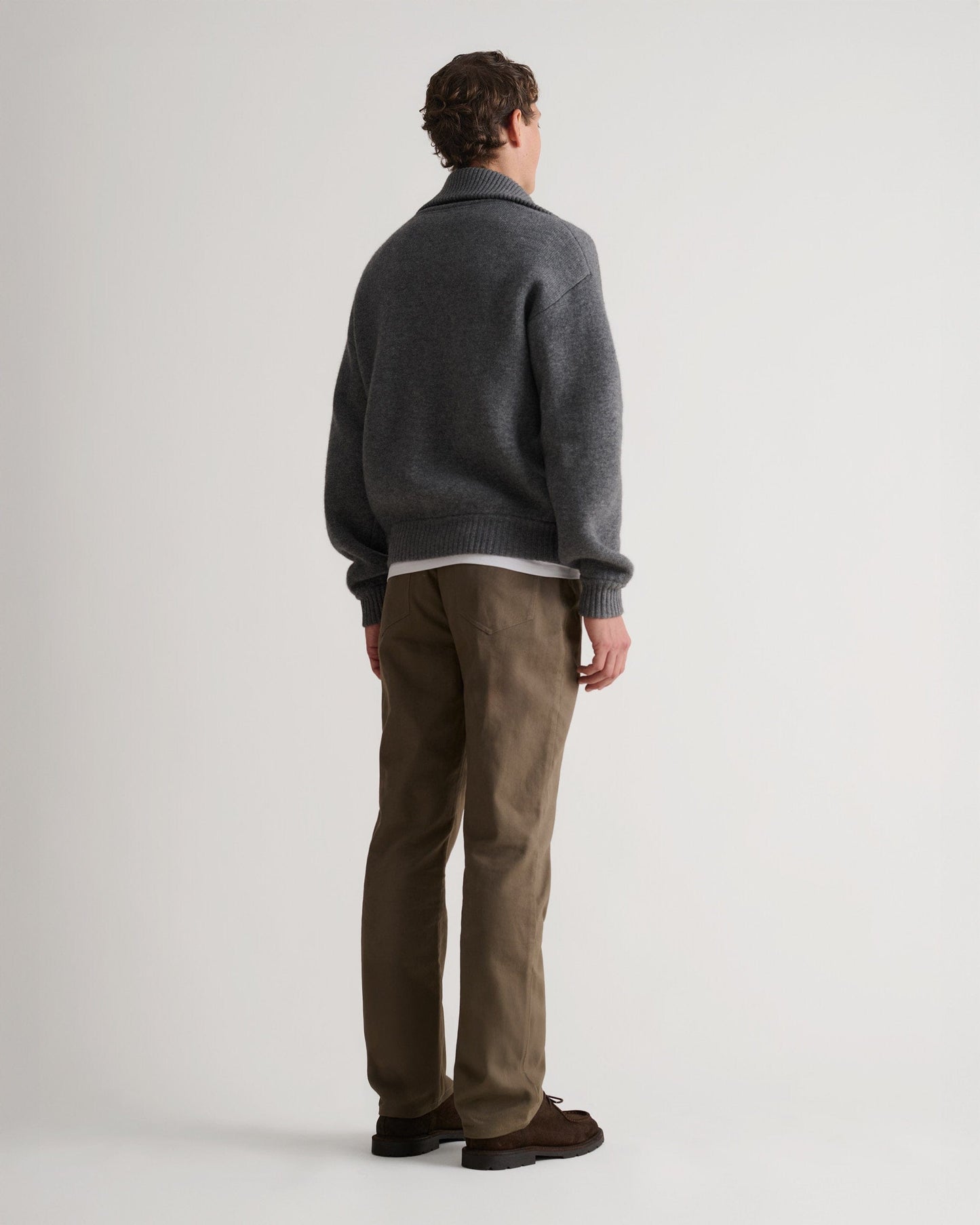 Men's Cashmere Merino Buttoned Cardigan - Steel