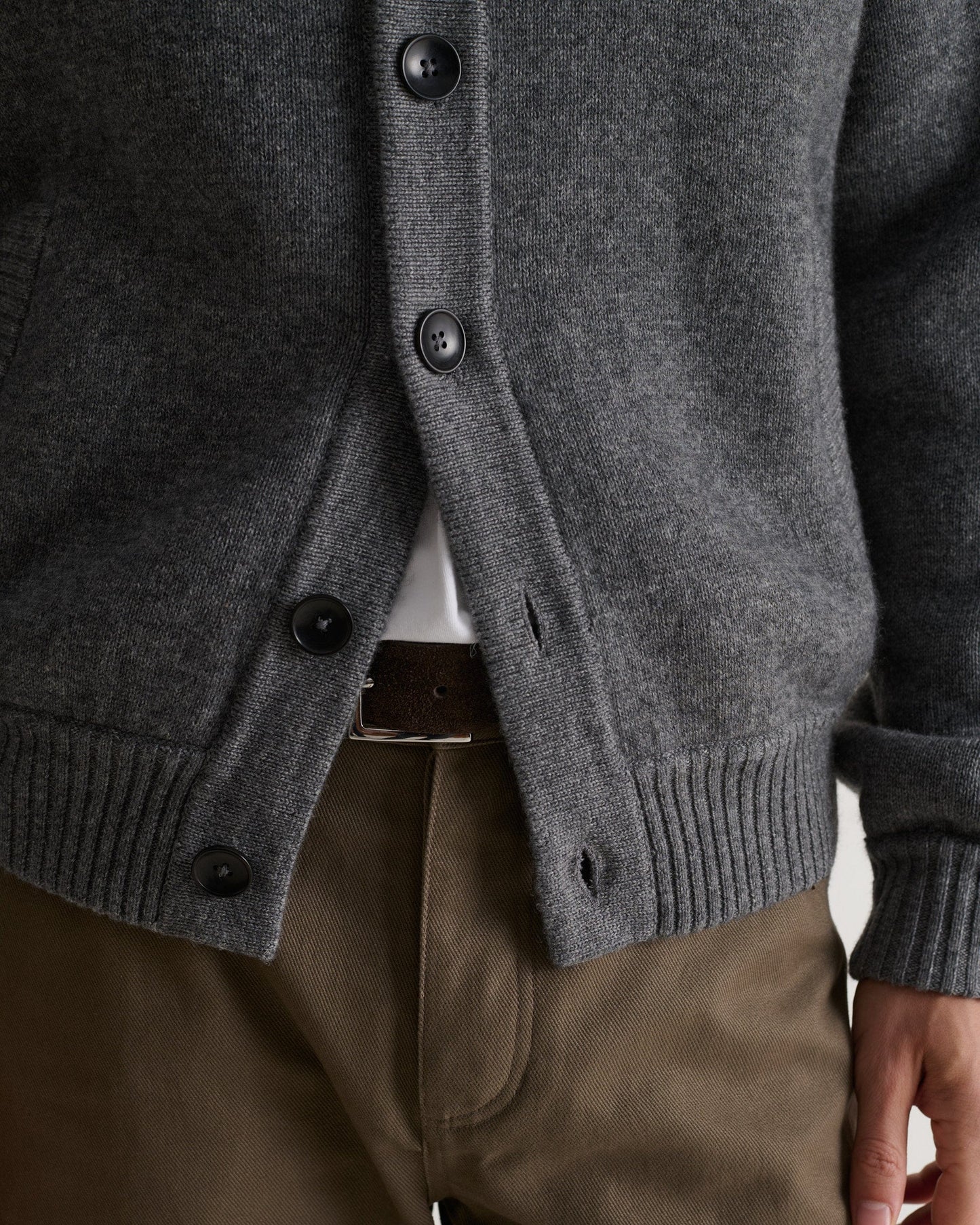 Men's Cashmere Merino Buttoned Cardigan - Steel
