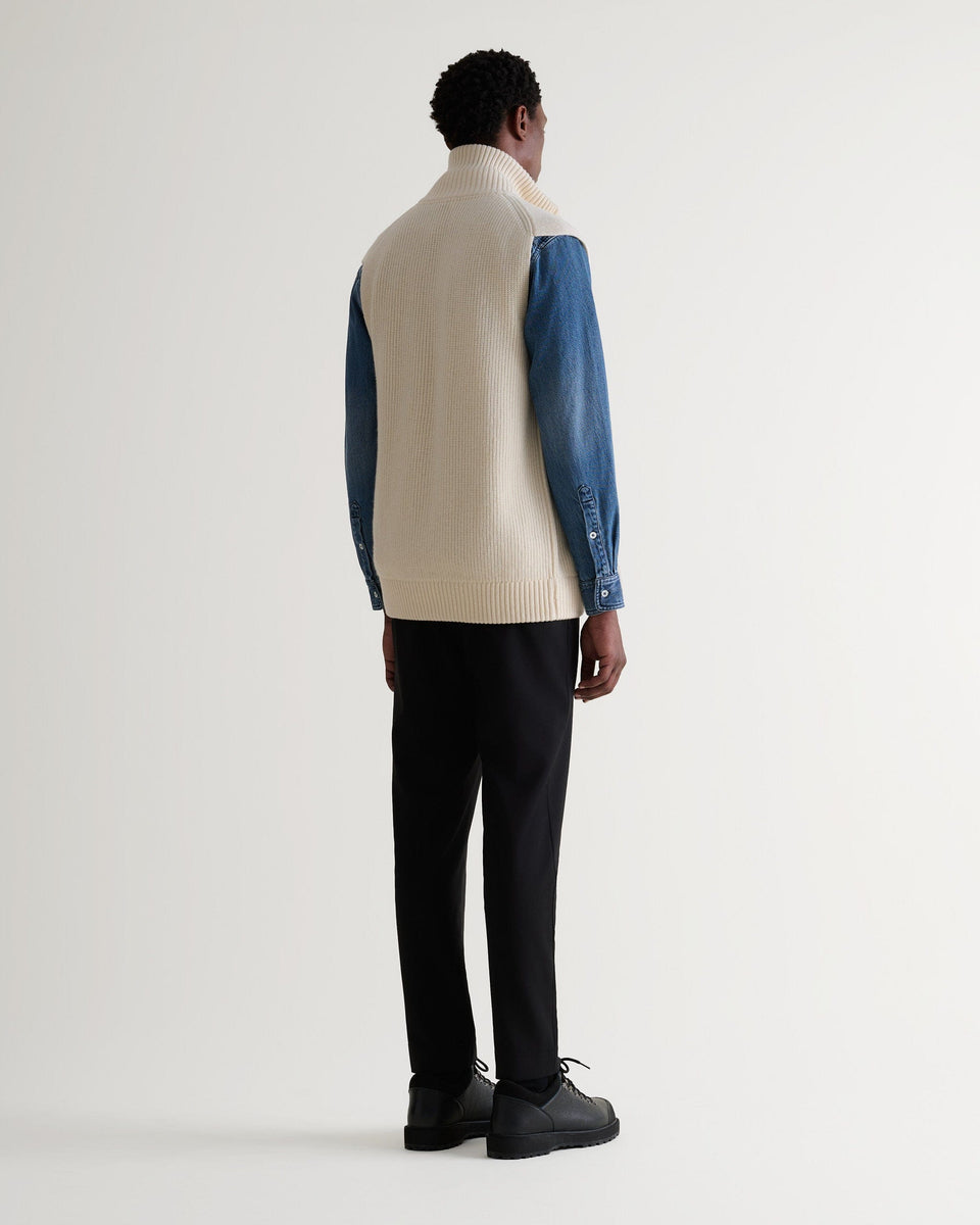 Men's Cashmere Merino Funnel Knit Vest - Parchment-[colour]-[size]-Rise &amp; Fall