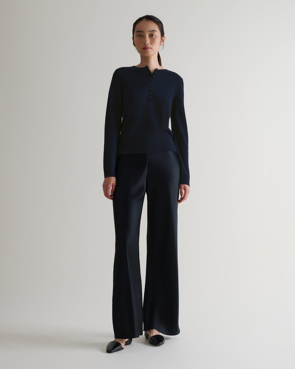 Women's Cashmere Merino Henley Jumper - Indigo