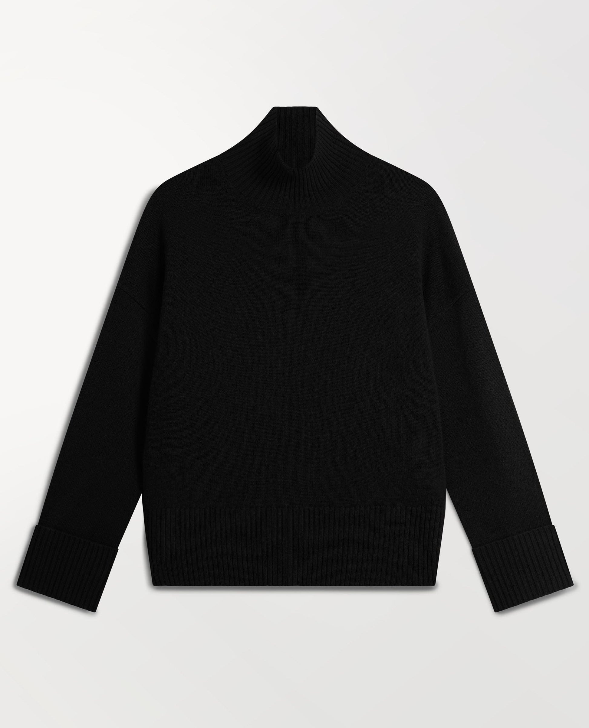 Women's Cashmere Merino High Neck Jumper - Black