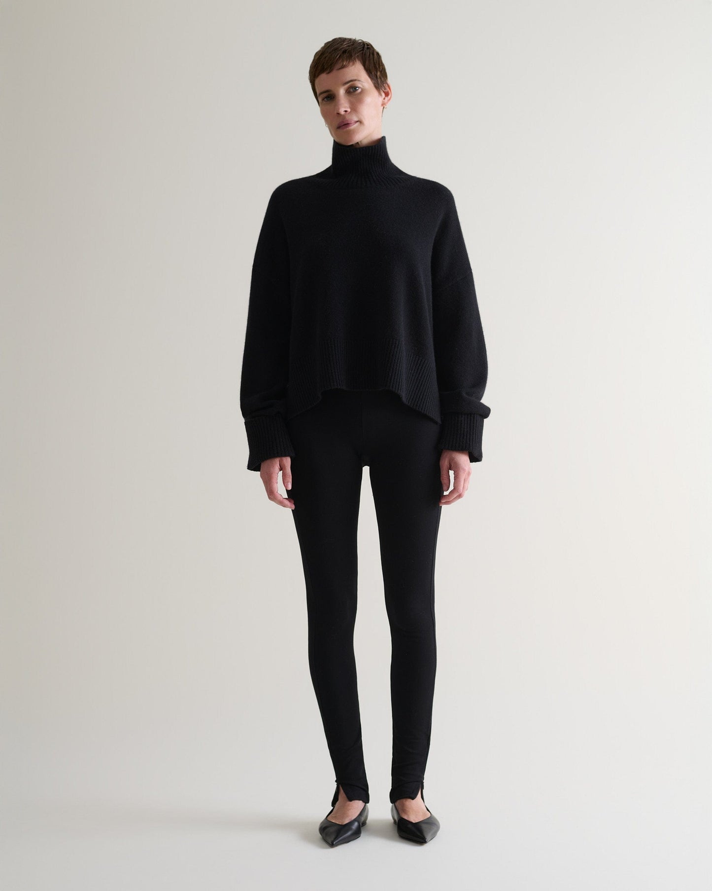 Women's Cashmere Merino High Neck Jumper - Black
