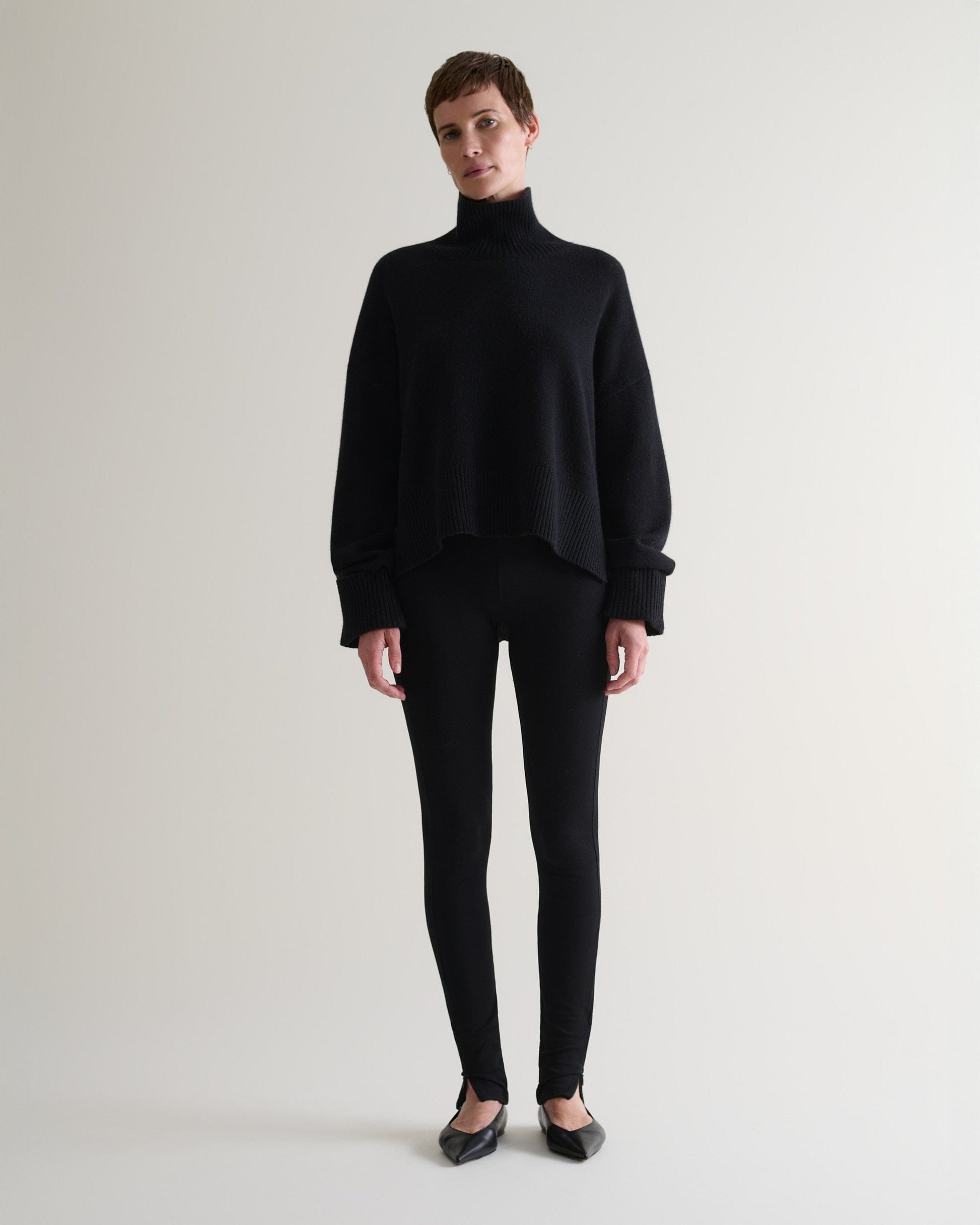 Women's Cashmere Merino High Neck Jumper - Black