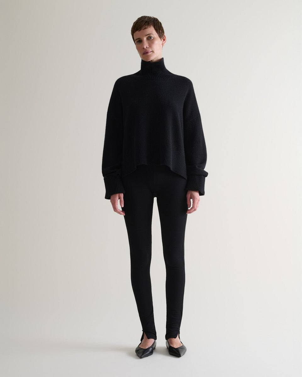 Women's Cashmere Merino High Neck Jumper - Black