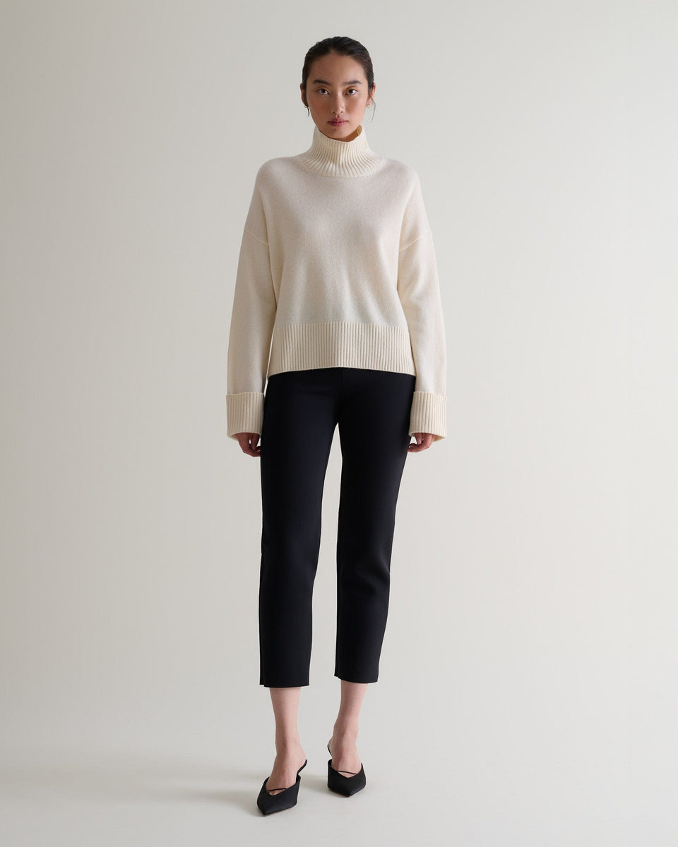 Women's Cashmere Merino High Neck Jumper - Buttermilk