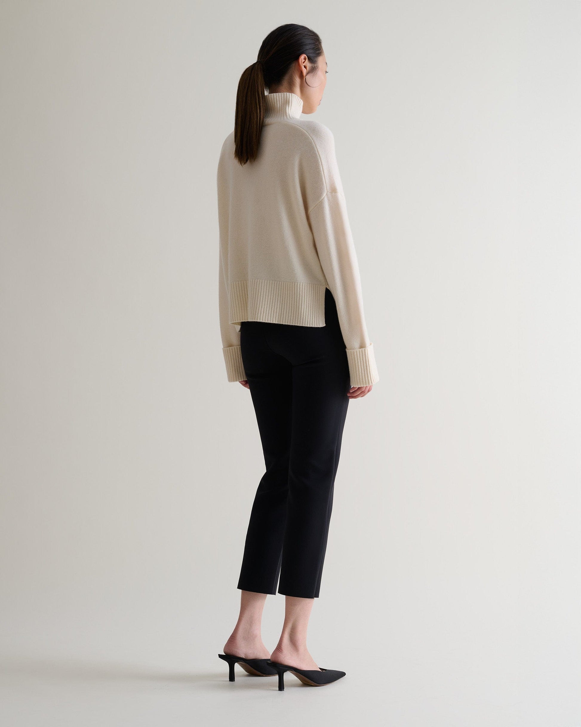 Women's Cashmere Merino High Neck Jumper - Buttermilk