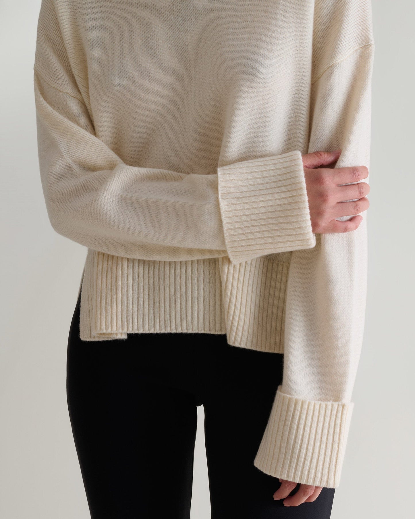 Women's Cashmere Merino High Neck Jumper - Buttermilk