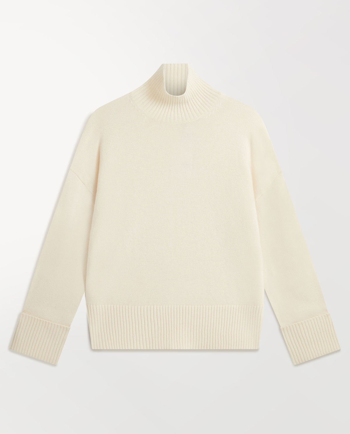 Women's Cashmere Merino High Neck Jumper - Buttermilk