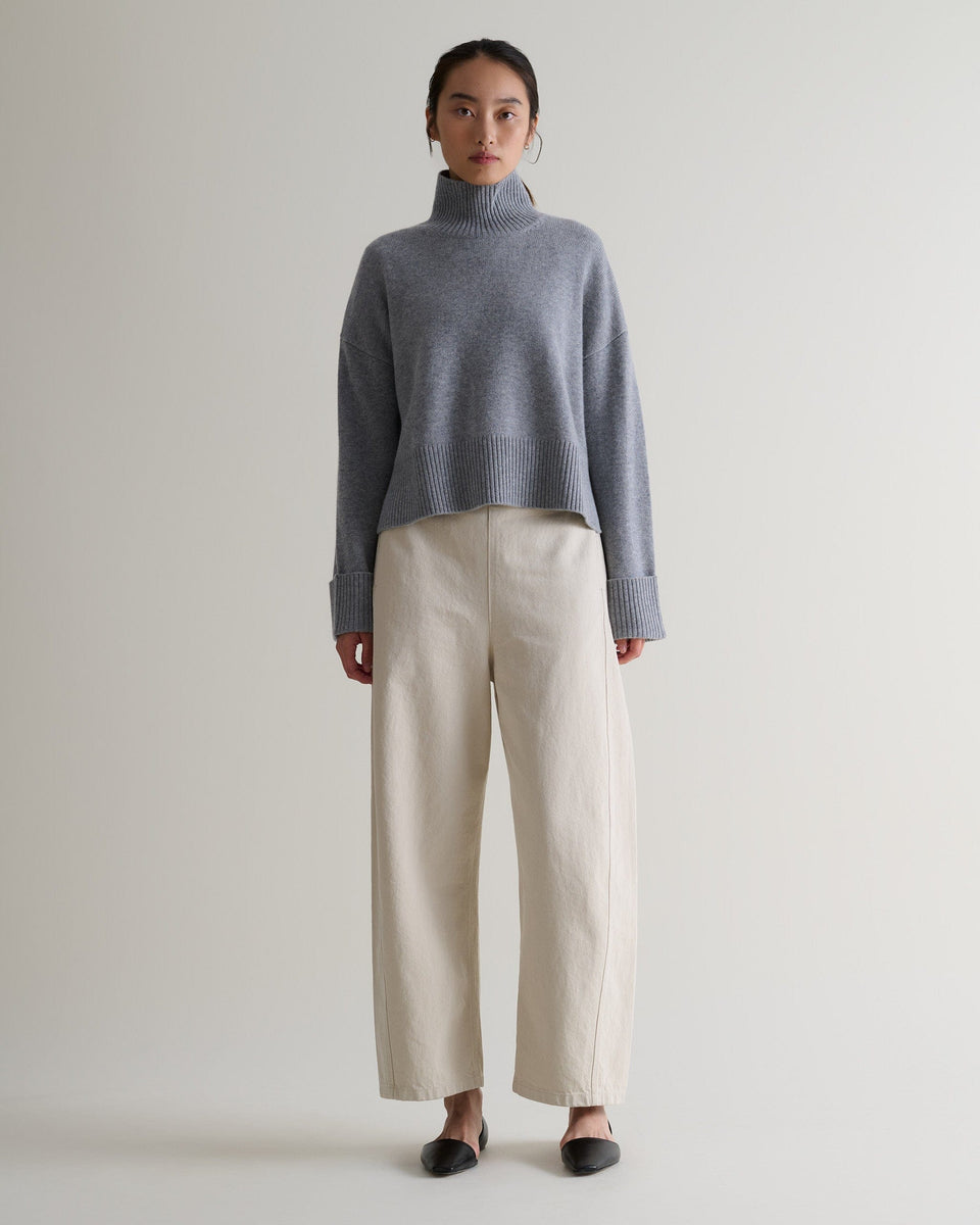 Women's Cashmere Merino High Neck Jumper - Medium Grey