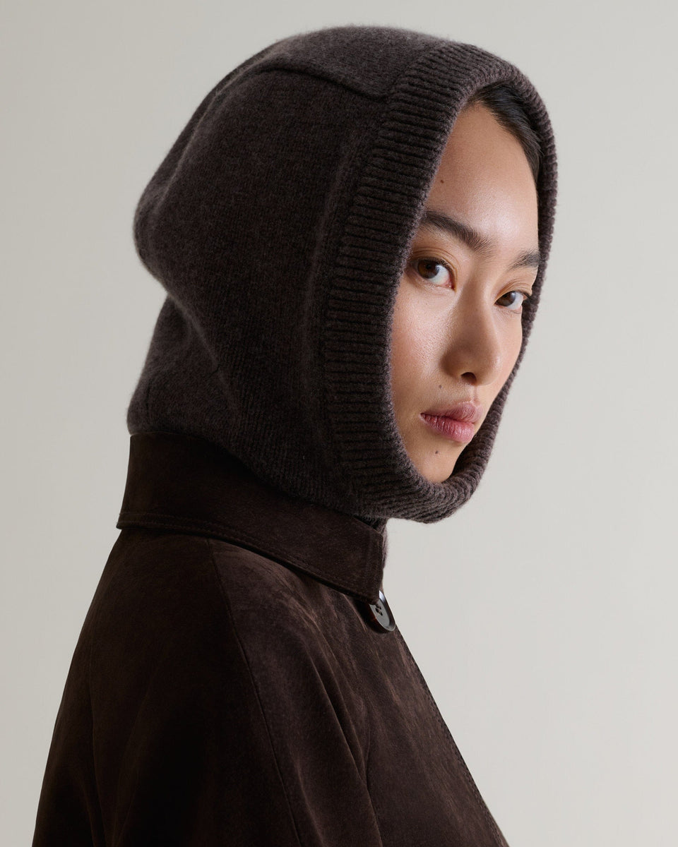 Women's Cashmere Merino Knitted Hood - Chocolate