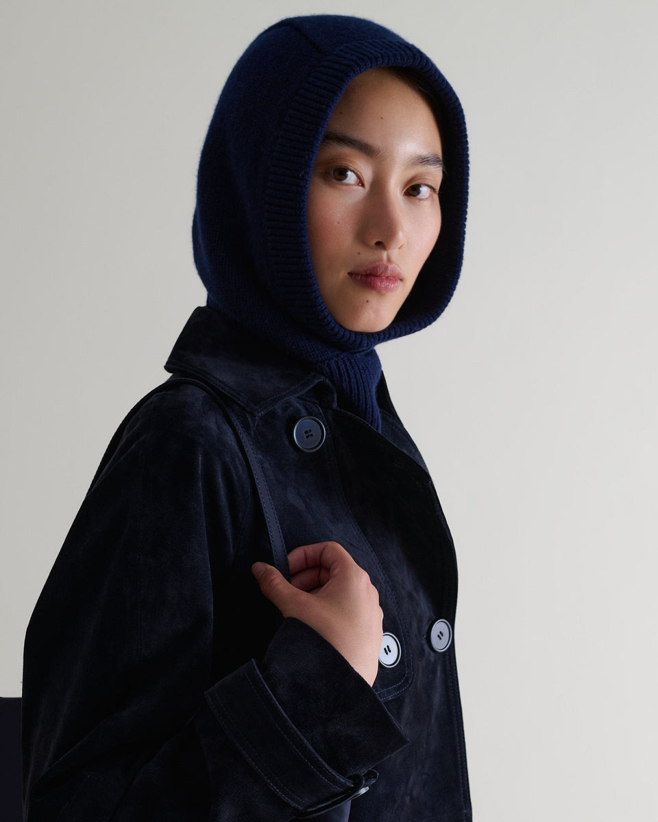 Women's Cashmere Merino Knitted Hood - Navy