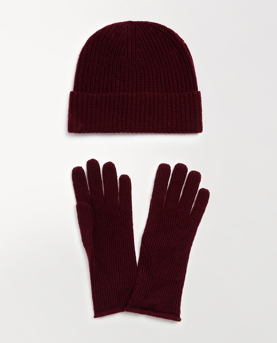 Women's Beanie & Gloves Set - Oxblood