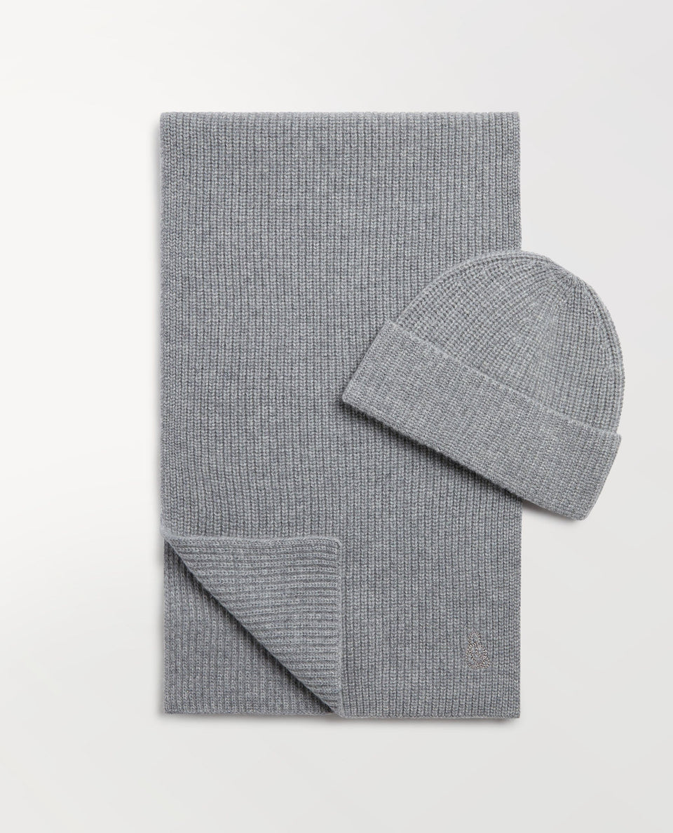 Women's Beanie & Scarf Set - Medium Grey