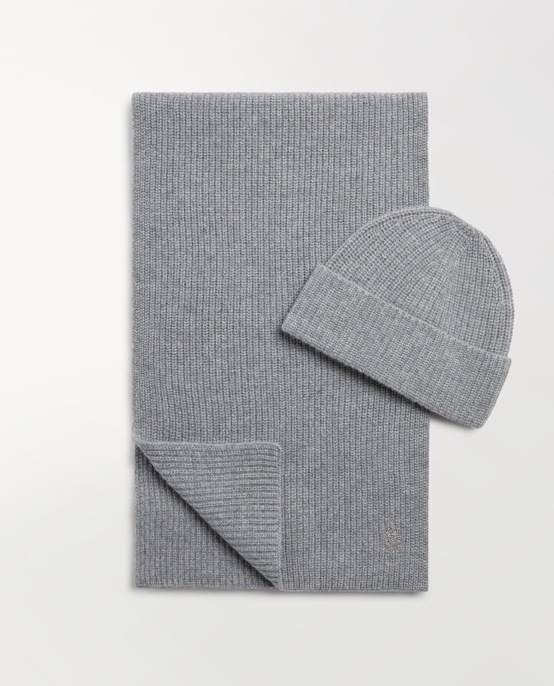 Men's Beanie & Scarf Set - Medium Grey