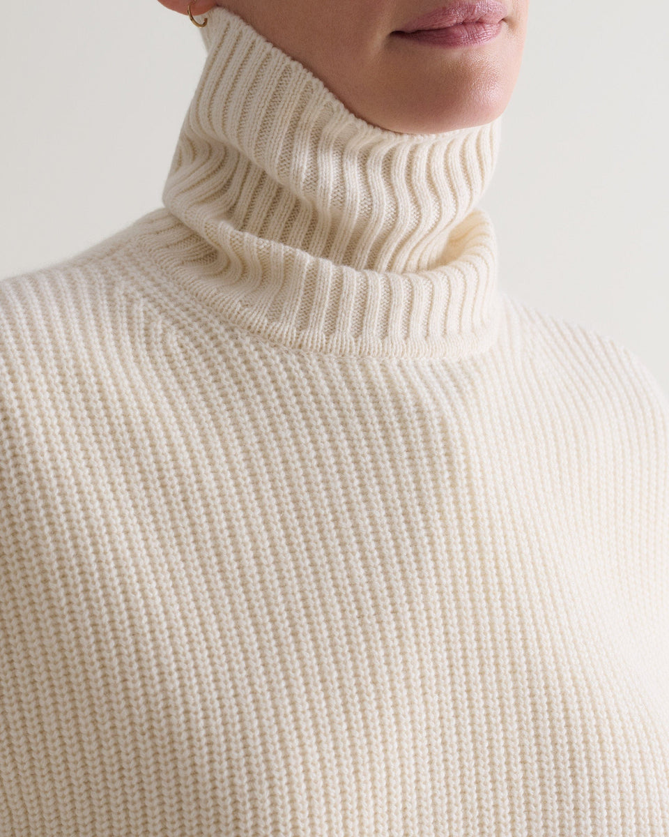 Women's Cashmere Merino Roll Neck Tabard - Buttermilk