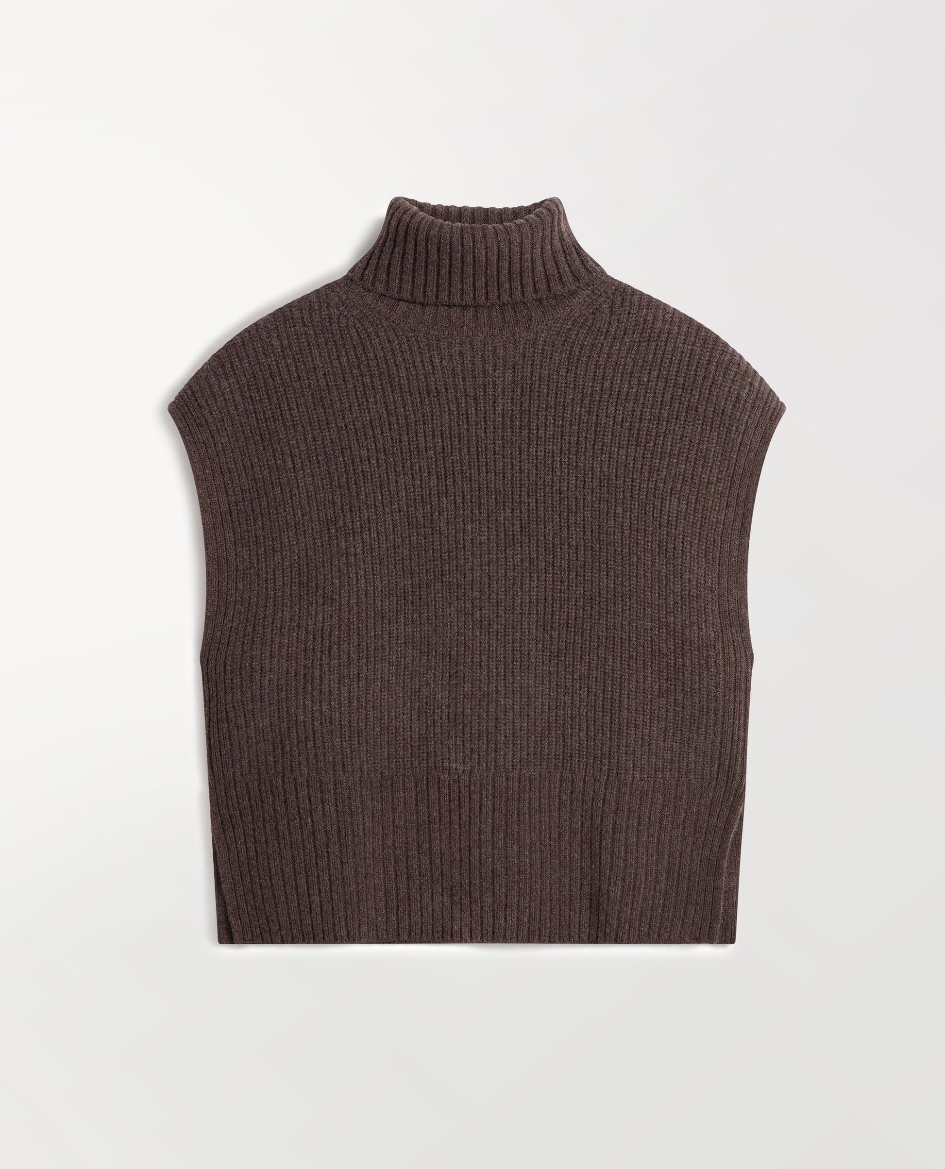 Women's Cashmere Merino Roll Neck Tabard - Chocolate