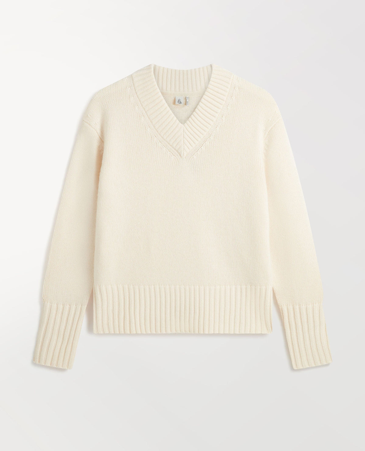 Women's Cashmere Merino V Neck Jumper - Buttermilk