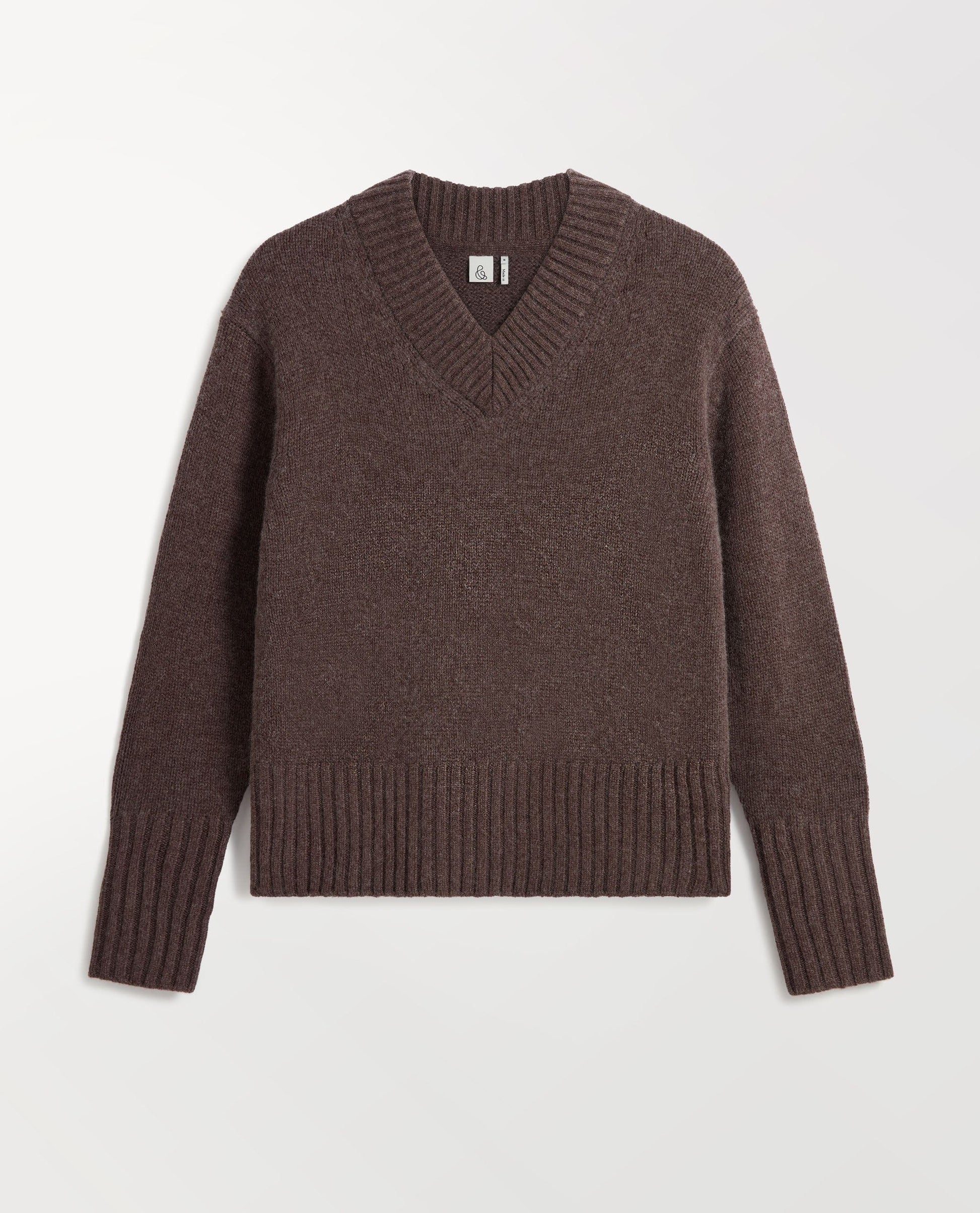 Women's Cashmere Merino V Neck Jumper - Chocolate