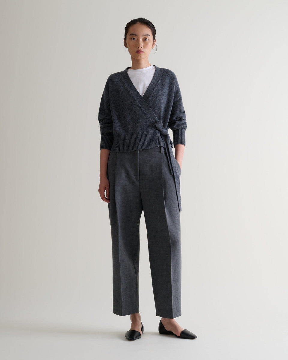 Women's Cashmere Merino Wrap Jumper - Graphite