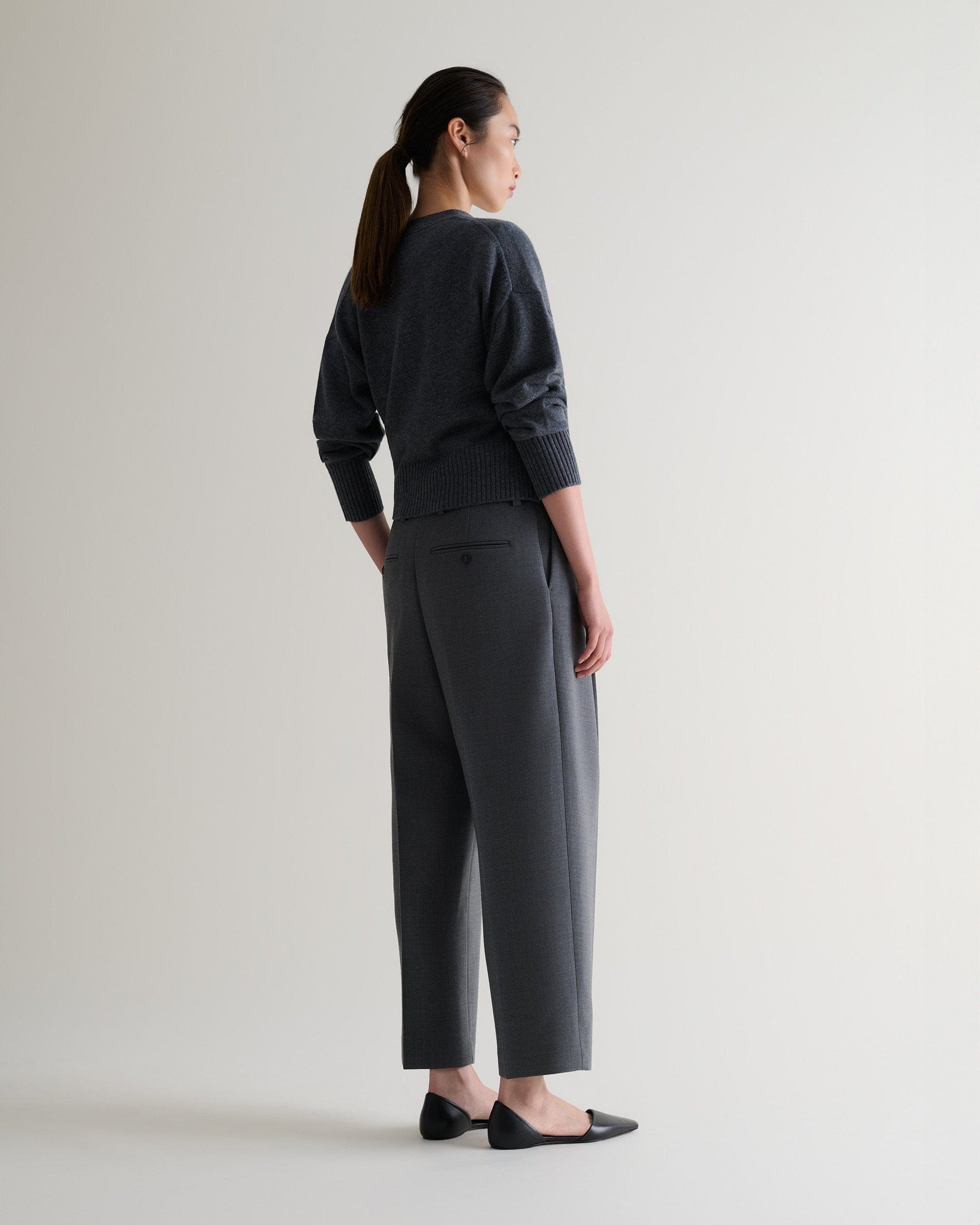 Women's Cashmere Merino Wrap Jumper - Graphite